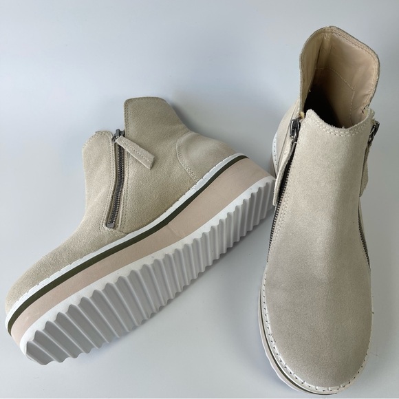 Matisse‎ Jet Beige Zippered Platform Round Toe Comfy Suede Leather Ankle Booties - Picture 4 of 10